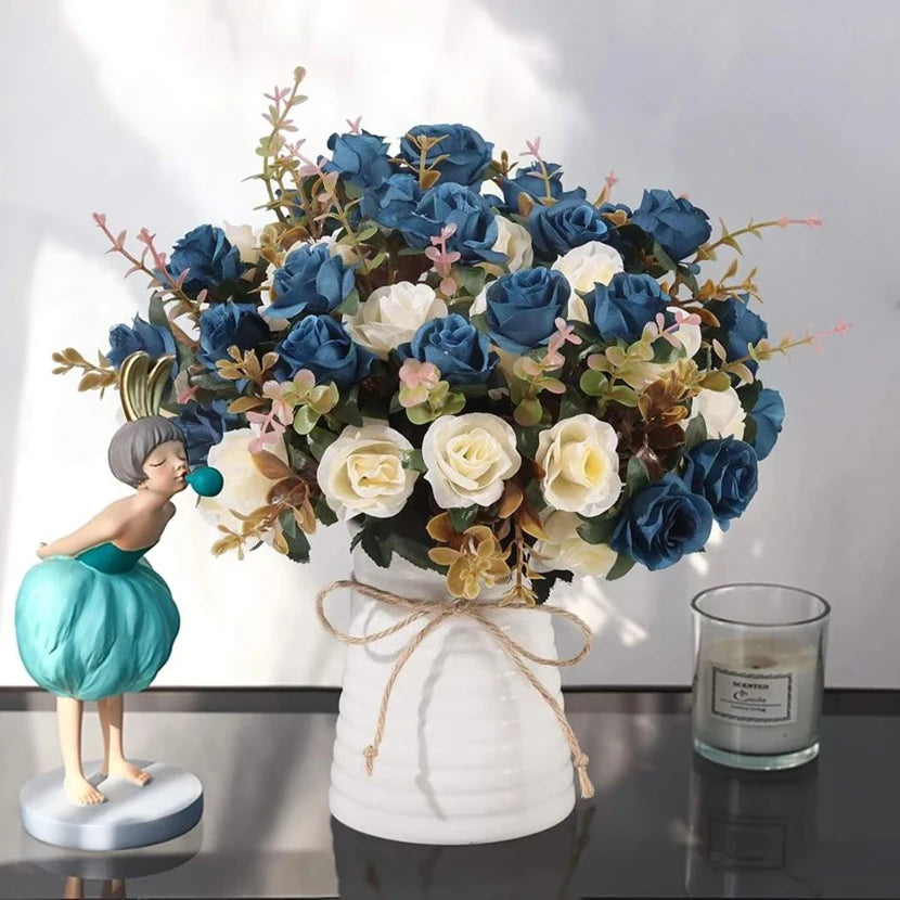 Artificial Flowers Silk Rose Wedding Home Festival Room Decoration Bride Bouquet Diy Scrapbooking Garland Wall Photography Props