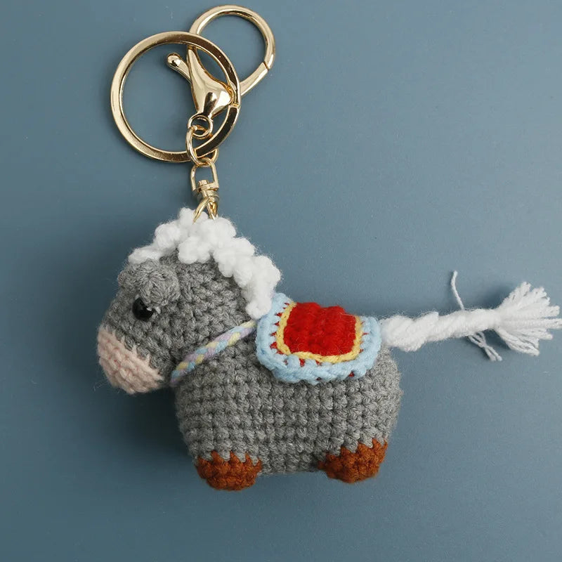Funny Zebra Crochet Keyrings For Bag Pendant Handmake Animal Doll Knitting Keychain Cute Sheep Keyrings Gifts Custom Accessories