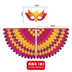Bird Cosplay Costume Stage Performance Owl Peacock Wings Bird Felt Cape with Mask for Girls Boys Halloween Party Cloak
