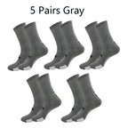 5 Pairs Cycling Socks Men Letter Breathable Bicycle Sport Running Socks Mid Tube Compression Outdoor Racing MTB Road Bike Socks