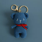 Cute Small Bear Doll Keychain For Couple Gifts Handmaking Crochet Cartoon Bear Keychain Knitting Animal Doll Custom Accessories