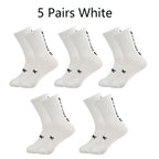 5 Pairs Cycling Socks Men Letter Breathable Bicycle Sport Running Socks Mid Tube Compression Outdoor Racing MTB Road Bike Socks