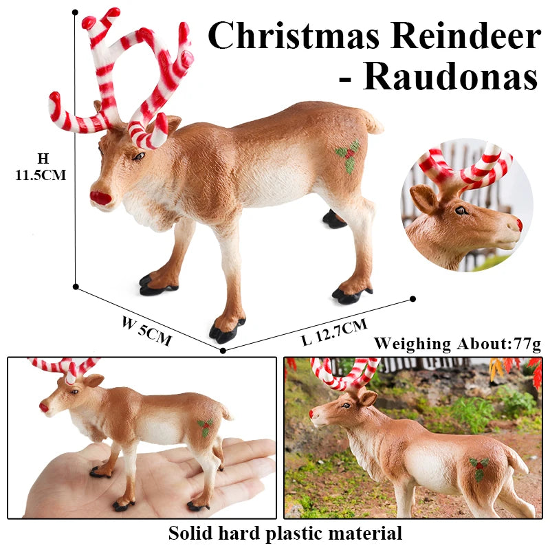 Oenux Forest Deer Animals Simulation Wild White-Tailed Elk Action Figures Moose Figurines Model Decoration Toy Kids Xmas Gift