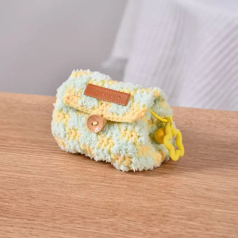 Colorful Knitted Coin Bag Keychains Mini Crochet Bag Keyring Handmake Knitting Storage Bag Keychain Keys Holder Custom Accessory