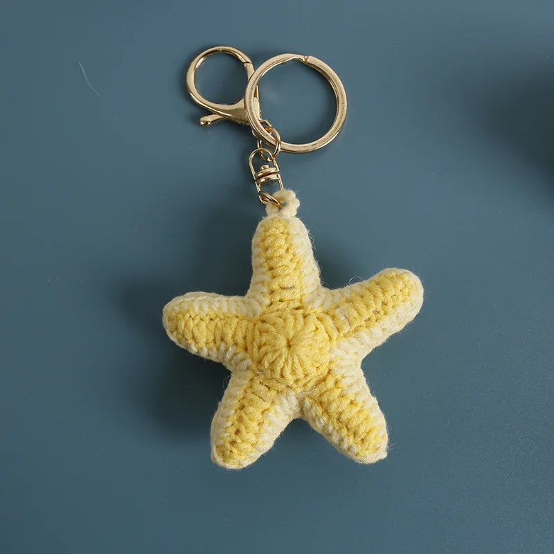 Ocean Series Animal Doll Crochet Keychain Handmaking Knitted Tropical Fish Keyrings Crochet Shark Doll Keychain Custom Accessory