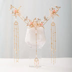 Chinese Hanfu Hair Stick Hairpin Earrings Hair Accessories Set Long Fringed Vintage Hairpin Flower Handmade Wedding Hair Jewelry