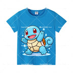 Pokemons Cotton T-Shirt Pikachu Eevee Cartoon Anime Tees Classic Game Fashion Printed Tops Summer Breathable Casual Clothes Gift