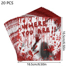 Halloween Party Disposable Tableware Scary Bloody Handprint Paper Plates Cups Popcorn Box For Halloween Horror Party Decor Props