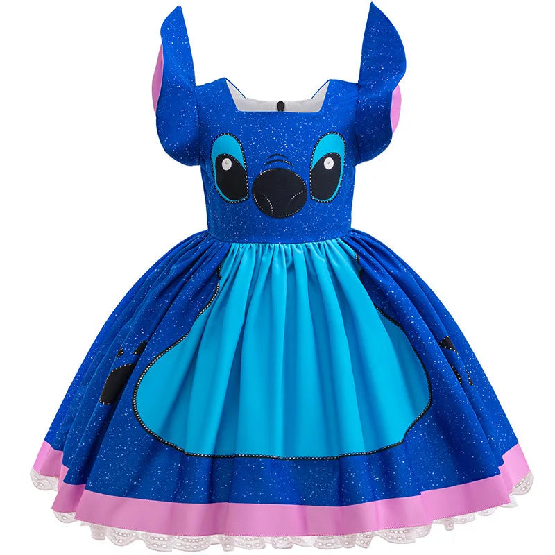 Girls Stitch Cosplay Dress Cute Cartoon Disney Movie Style Costume for Halloween Carnival Stage Performances & Kids' Dress-Up