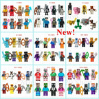 8pcs/lot Minecrafte Creeper Small Building Blocks EnderDragon DIY Steve Cube Skeleton Horse Figures Mini Building Block For Kids