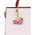 Unique Shiny Cherry Shaped Pendant, New Cherry Crystal Pendant, Keychain Pendant, Cherry Decor Keychain With Clasp, Shiny Resin Product, Suitable As Bag Accessory, Suitable For Women Handbag