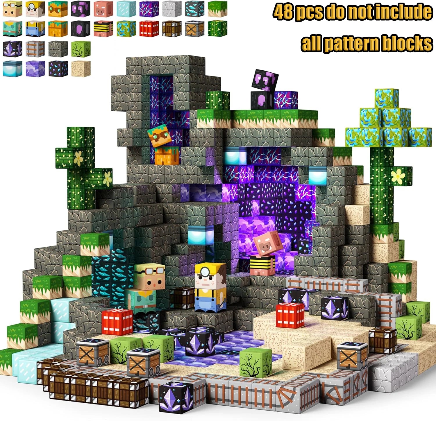 Magnetic Building Blocks Mine World Magnetic Mine Exploration Construction Brick Cube STEM Toy Set Gift for Boy Girl Children