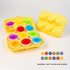 6/12pcs Color and Shape Matching Toys, Simulated Egg Shapes with Storage Box - Geometric Shape & Color Learning Toy Set for Kids