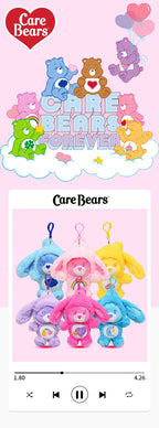 Cute Carebears Plush Keychain Rabbit Hat Key chain Rainbow Bear Doll Schoolbag Doll Birthday Gift Room Decor