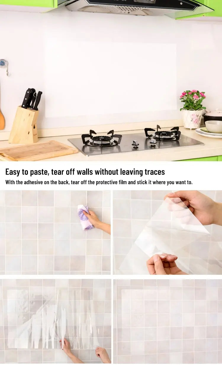 Wall Protector Film Kitchen Oil Proof Wall Sticker Stove Cabinet Heat-resisting Self Adhesive Wallpaper Waterproof Decoration