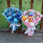 Anime Winnie the Pooh Pig Elephant Handmade Flower Bouquet Plush Doll Wedding Graduation Valentine Christmas Birthday Gifts