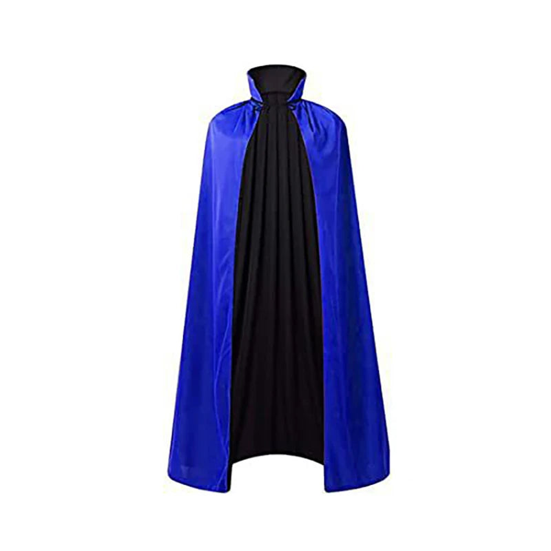 Halloween Two Tone Cape Mid Length Vampire Cloak With Stand Collar Tie Closure For Costume Party Stage Performance Unisex Adult