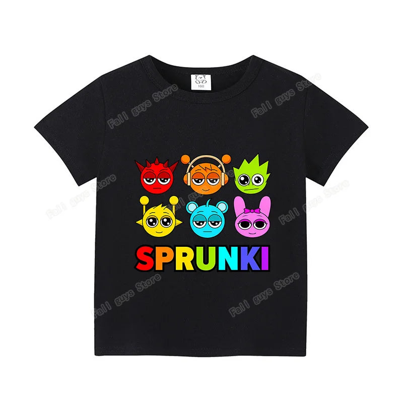 Sprunkis T-shirts Cartoon Oren Wenda Outdoor Clothes Short Sleeve Summer Cute Base Top Funny Birthday Gift