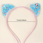 5Pcs Cat Ear Headband Cute Star Shining Sequin Hairbands Sweet PVC Ear Princess Hair Band Gift Kids Fashion Headwear Accessories
