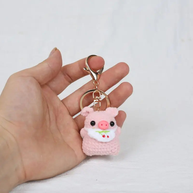 Cute Small Bear Couple Keychains Knitting Cartoon Bear Mini Animal Doll Keyrings Crochet Keychain Wholesale Custom Acceessories