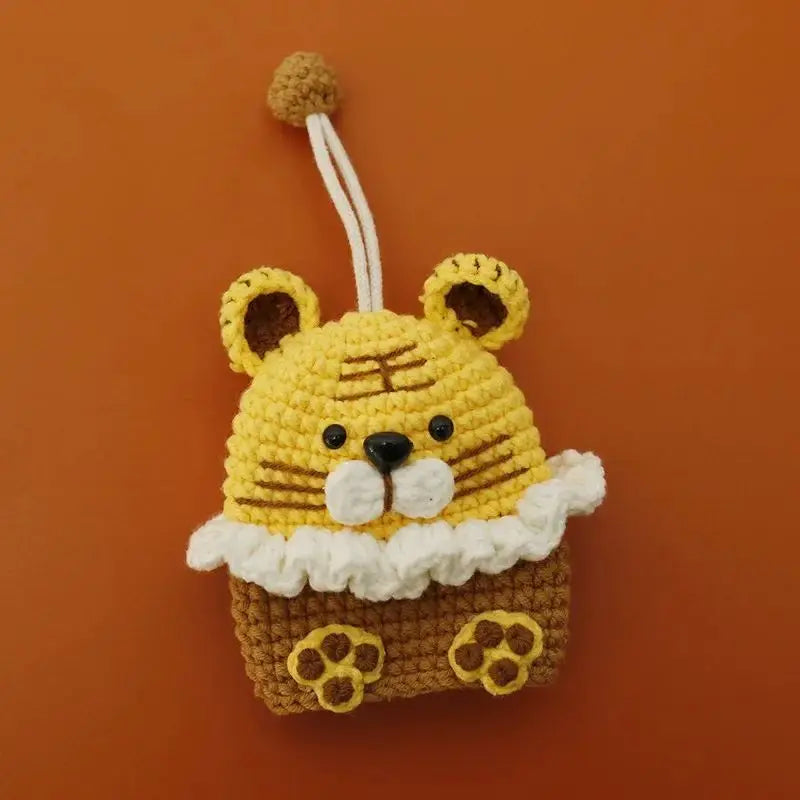 Cute Animal Doll Crochet Keychains For Keys Storage Funny Puppy Series Knitted Bag For Car Keys Holder Keyrings Custom Wholesale