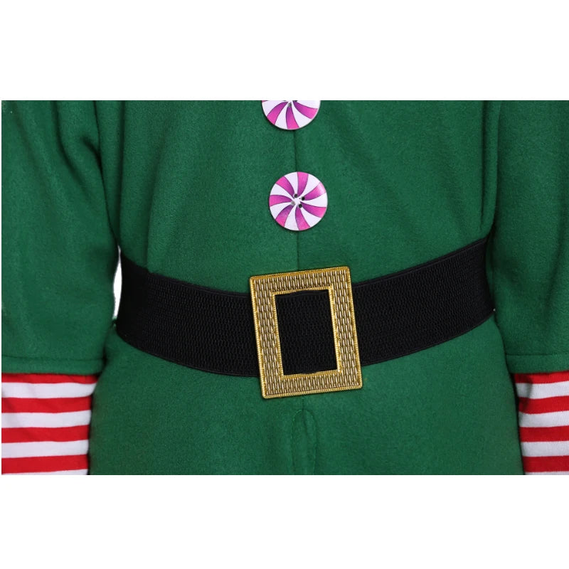 2025 Girl Boy Christmas Elf Costumes Santa Claus Suit Festival Adult Family Halloween Cosplay Sets Green Elves Clothes