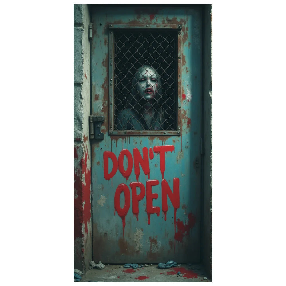 72.83x35.43 Inch Halloween Door Banner Polyester Ghost Hospital Scary Head Scene Decoration Halloween Party Supplies Photography
