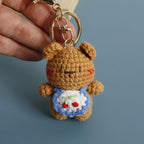 Cute Small Bear Keyrings For Couple Gifts Handmaking Knitted Bear Doll Keychain Animal Doll Crochet Keychain Custom Accessories