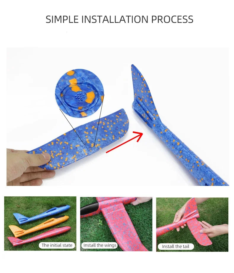 50CM Big Foam Plane Glider Hand Throw Airplane Light Inertial EPP Bubble Planes Outdoor Launch Toys for Boys Gift