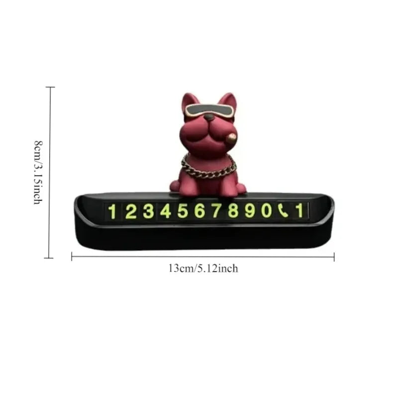 Cute Funny Bulldog Car Temporary Parking Number Plate - Dashboard Decor Auto Accessories Cute Gift Automobiles Voiture