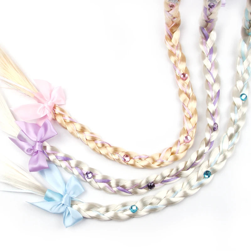 New Frozen Series Elsa Headband For Girls Snow Wig Braid Rhinestones Crown Hairband Birthday Party Princess DIY Hair Accessories