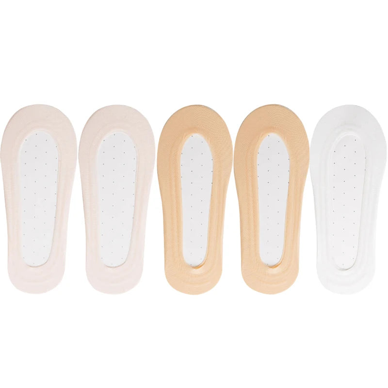 5 Pairs/Lot Socks Women's Ankle Short  No-Show Set Foot Cotton Female Invisible White Low Cut Summer Non-Slip Boat Sock