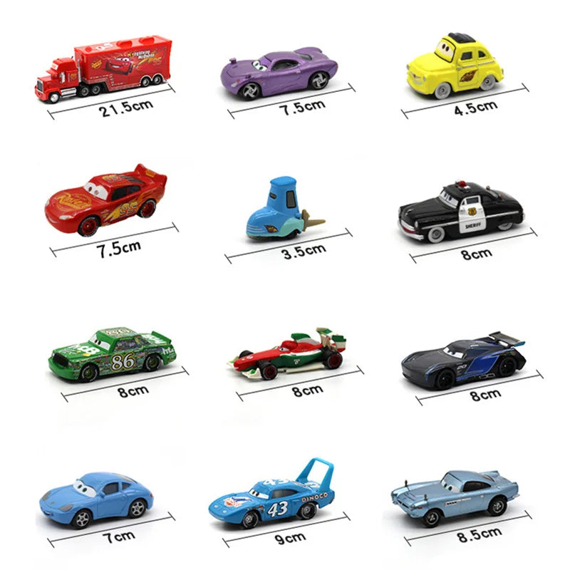 Pixar Cars McQueen Mater Mack Uncle Truck Alloy Diecast Car 1:55 Model Radiator Springs Town 11/6/4 Pcs Car Boxes Gift