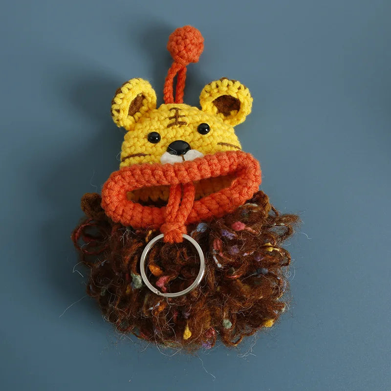 Cute Fruit Series Sausage Mouth Doll Crochet Keychains Custom Knitting Bag For Car Keys Holder Funny Doll Bag For Keys Storage