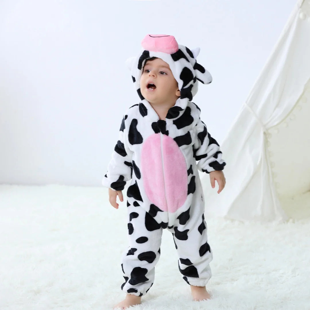 Inflant Newborn Rompers Kigurumi Winter Animal Onesie Kids Jumpsuit Pajamas Baby Cow Costumes For Christmas Halloween Party