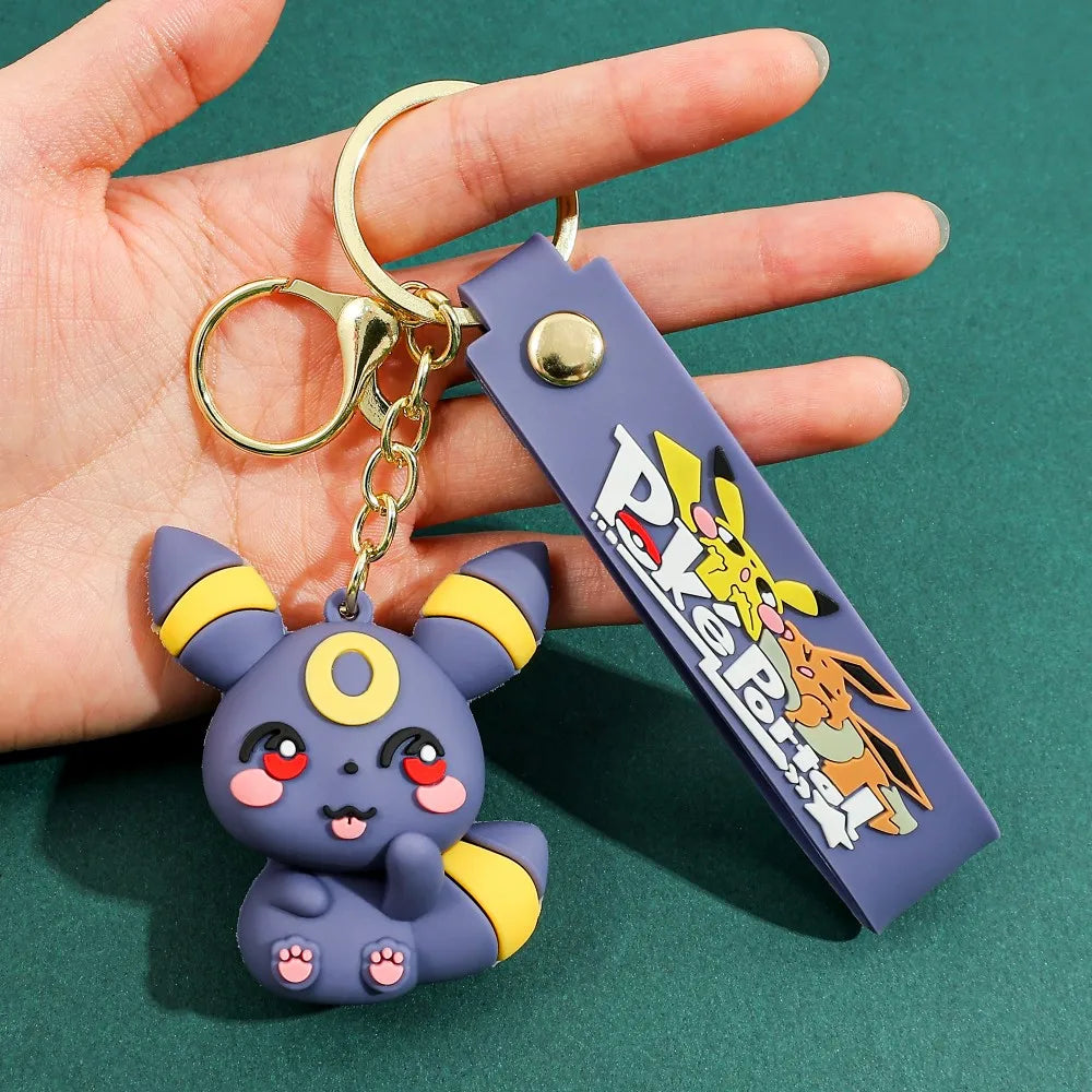 Eevee Keychain Evolution Set, Flareon Jolteon Vaporeon Plush Keychain, Pokémon Eeveelutions Key Ring for Fans