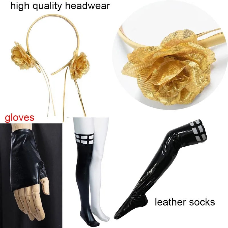 Yor Forger Cosplay Costume Headband Elastic Thigh Stockings Tights Highs Wig Earrings Yor Forger Dress Full Set for Comic Con