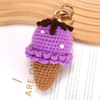 Handmaking Crochet Ice Cream Keyrings Wholesale Sweet Ice Cream Cone Series Crochet Keychain For Bag Pendant  Custom Accessories