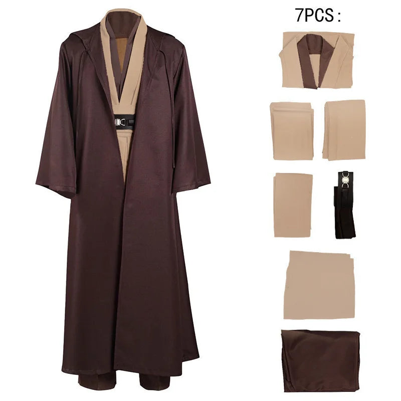 Obi Wan Kenobi Jedi Cosplay Costume Adult Unisex Coat Friar Uniform Robe Full Set Accessories Halloween Carnival Outfits