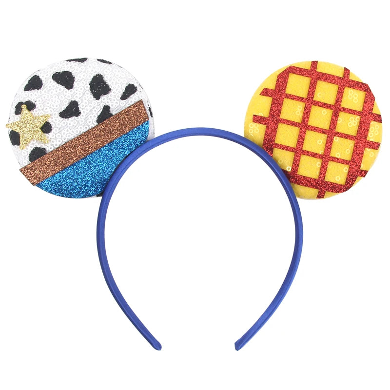 2026 Festival Party Cosplay Mouse Ears Headband 3.3" Ears Glitter Hairband For Boys Girls DIY Cartoon Hair Accessories