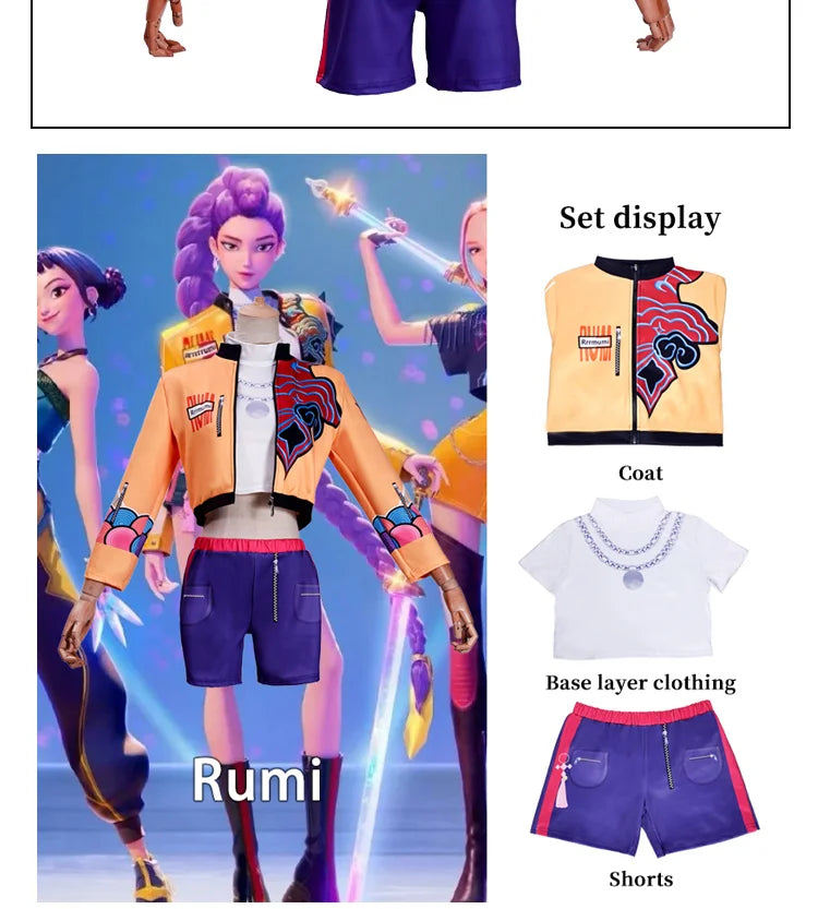 Girls Zoey Cosplay Girl Group Rumi Kids Costume Mira Outfit Favorite Stage Performance Clothes Halloween Animated Movie Dress Up