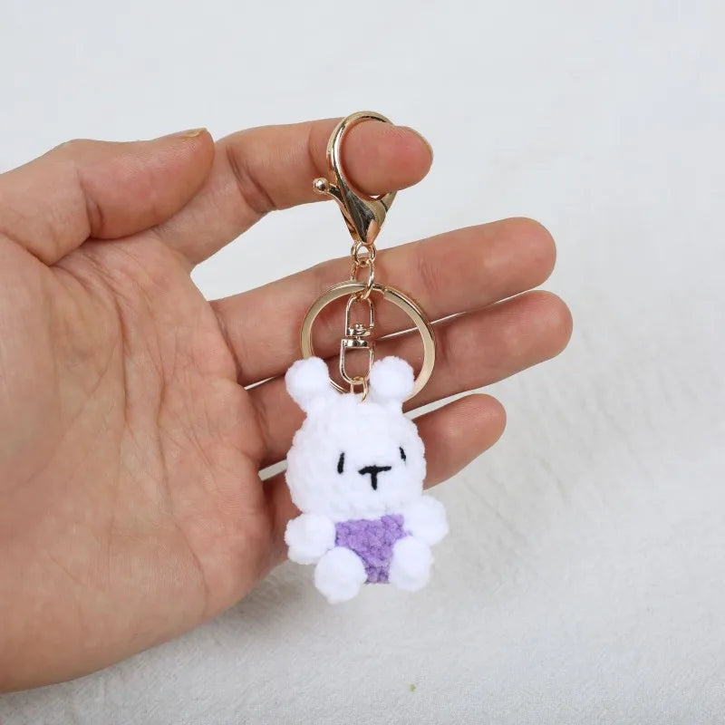 Mini Animal Doll Series Crochet Keychain Knitted Small Rabbit Doll Keyrings Mini Puppy Cute Keychain Wholesale Custom Accessory