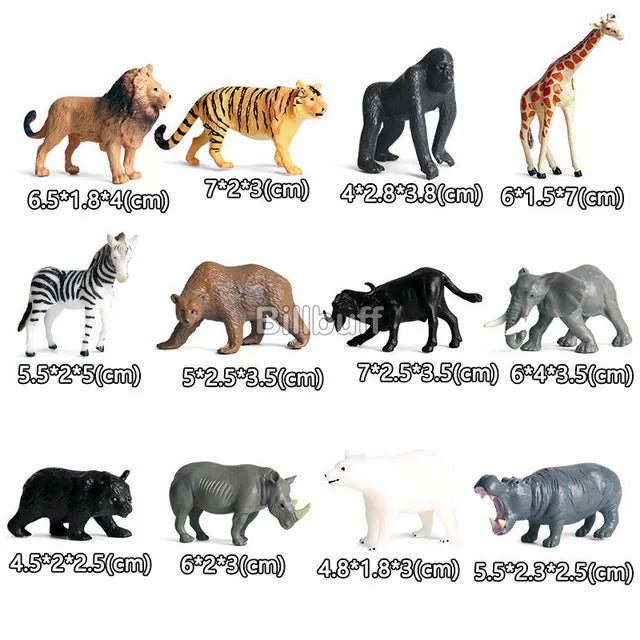 New 12pcs Farm Animal Figurines Poultry Sets Action Figures Horse Cow Dog Duck Sheep Cock Model Education Toys for Children Gift