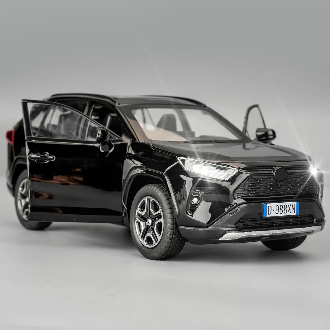 Model Car 1/32 RAV4 Alloy Diecast Collectible Toy Car with Light and Sound Toy Vehicle Door Can Be Opened for Boys Kids Toddler