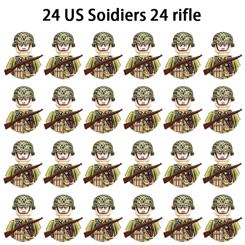 40/set World War II military building blocks National army soldier Character weapon assembly building block Children's toy gifts