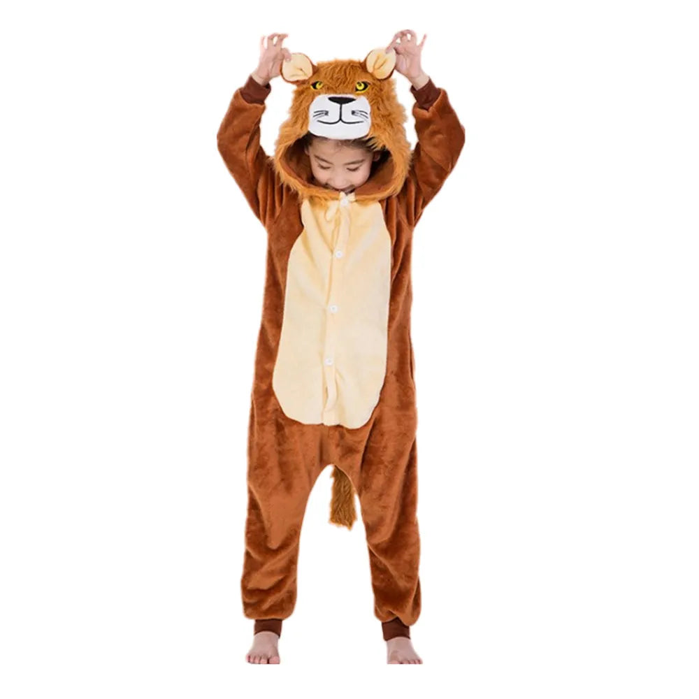 Cartoon Kigurumi For Children Kids' Animal Onesie Pyjamas Dog Wolf Dragon Dinosaur Halloween Carnival One-piece Costume Homewear