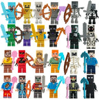 8pcs/lot Minecrafte Creeper Small Building Blocks EnderDragon DIY Steve Cube Skeleton Horse Figures Mini Building Block For Kids