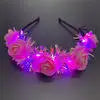 Luminous Rose Flower Headband LED Light up Wreath for Women Girl Bridal Wedding Party Hairband Christmas Valentine's Day Gifts