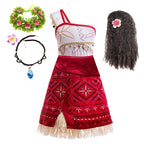 New Movie Moana 2 Dress for Girls Adventure Costume Girl Princess Fancy Clothes Children Vaiana Carnival Party Necklace Pig Set