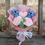 Anime Winnie the Pooh Pig Elephant Handmade Flower Bouquet Plush Doll Wedding Graduation Valentine Christmas Birthday Gifts